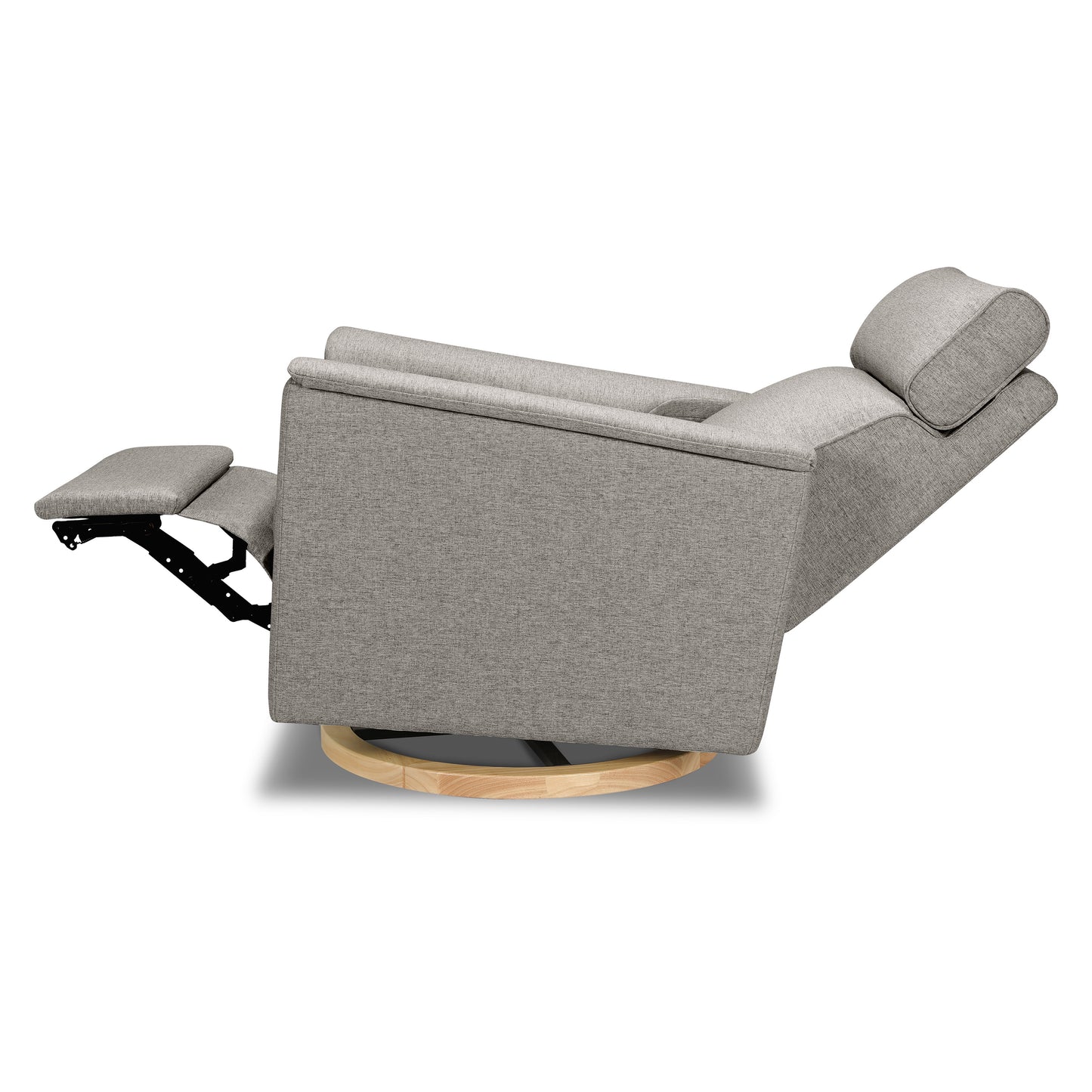 B17186PGEWLB,Willa Power Glider Recliner w/ adj. headrest & USB in Performance Grey Eco-Weave w/Light Wood Base