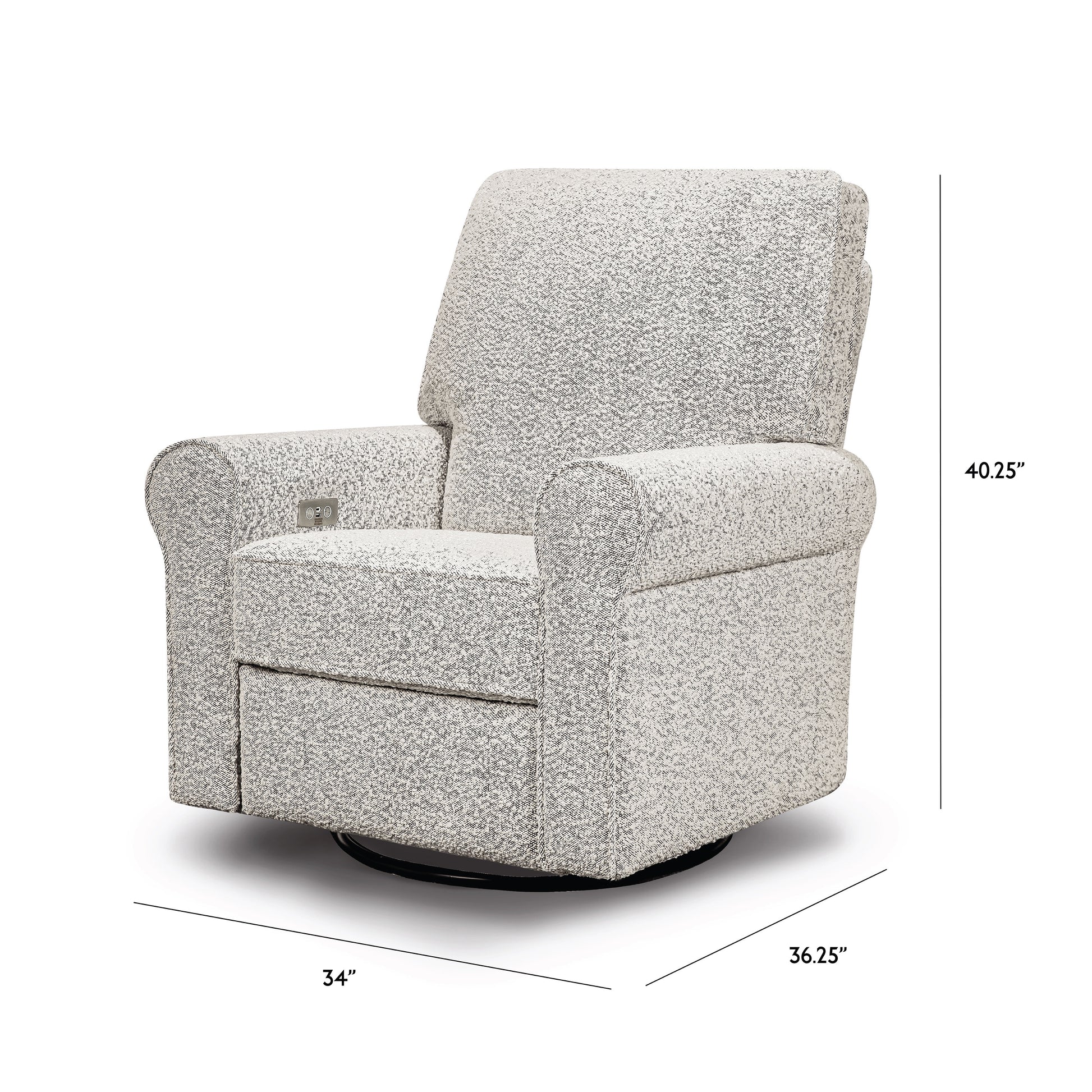 B17787BWB,Monroe Pillowback Power Recliner in Black White Boucle