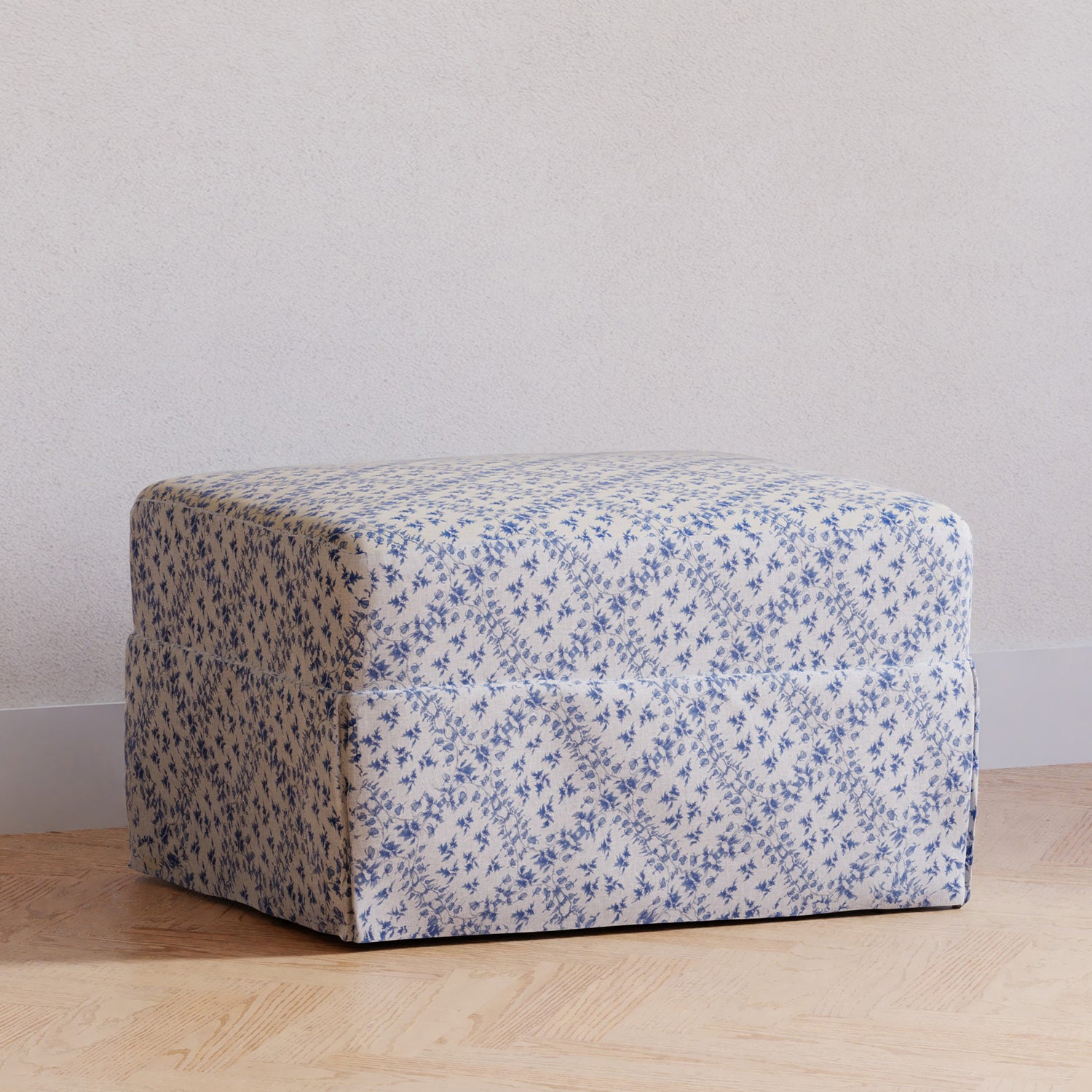 M21785BLT,Sarah Flint x Namesake Crawford Gliding Ottoman in Blue Lattice Performance Eco-Weave