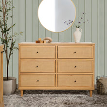 M23716HYHC,Marin with Cane 6 Drawer Assembled Dresser in Honey and Honey Cane