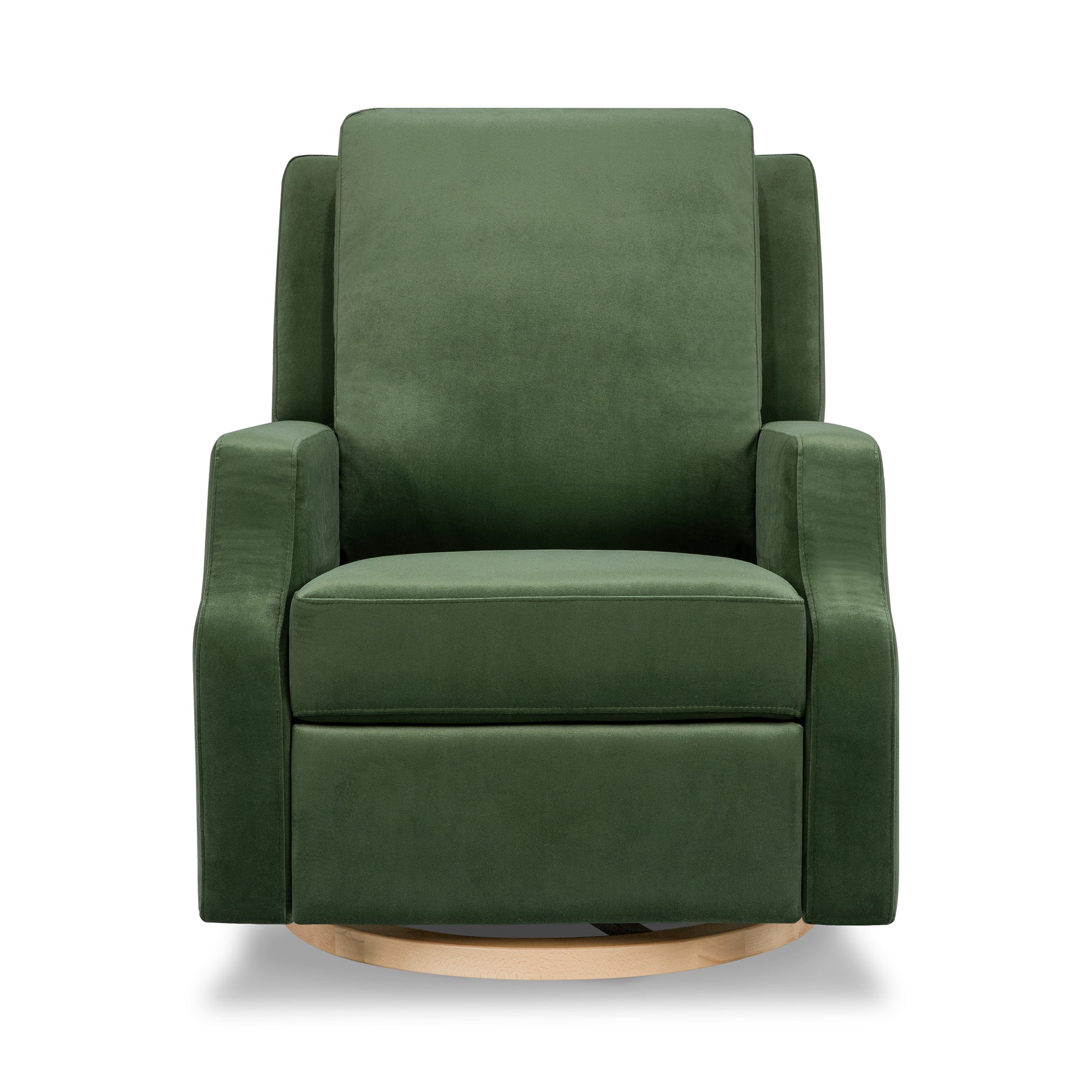 M22287FGVLB,Crewe Recliner and Swivel Glider in Forest Green Velvet w/Light Wood Base