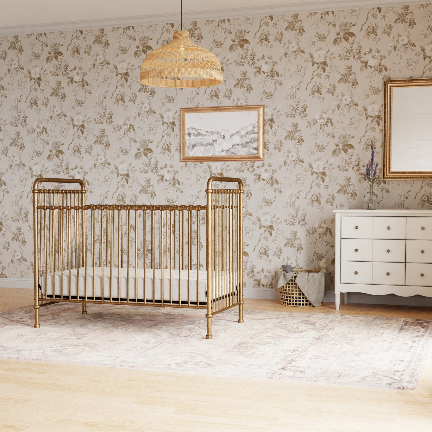 M15501VG,Abigail 3-in-1 Convertible Crib in Vintage Gold