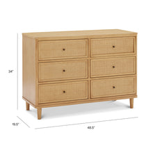 M23716HYHC,Marin with Cane 6 Drawer Assembled Dresser in Honey and Honey Cane