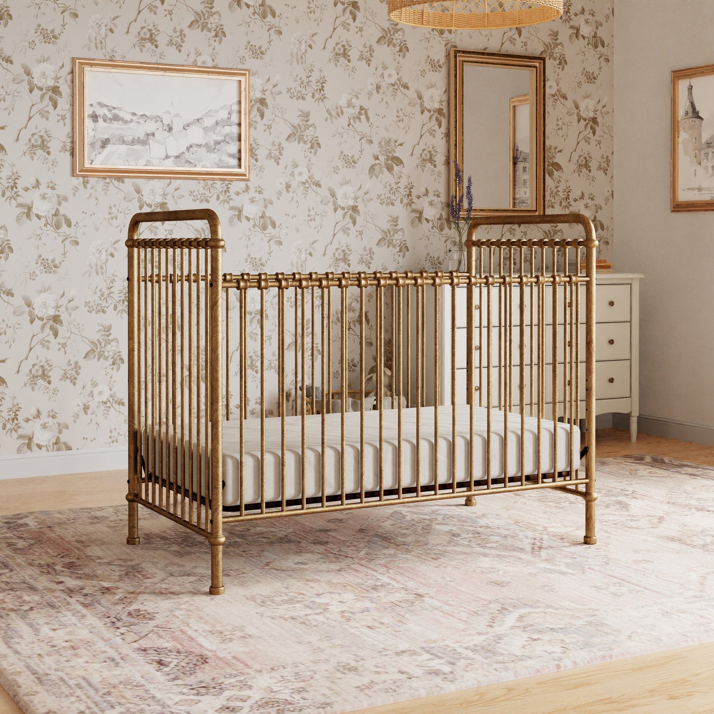 M15501VG,Abigail 3-in-1 Convertible Crib in Vintage Gold