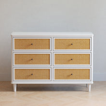 M23716RWHC,Marin with Cane 6 Drawer Assembled Dresser in Warm White and Honey Cane