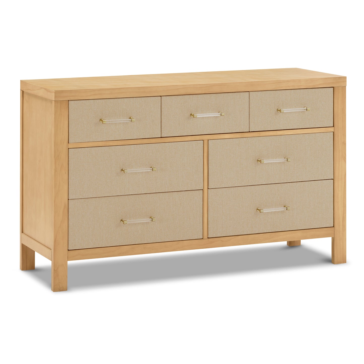 M24816HYPSEW,Eloise 7-Drawer Assembled Dresser in Honey & Performance Sand Eco-Weave