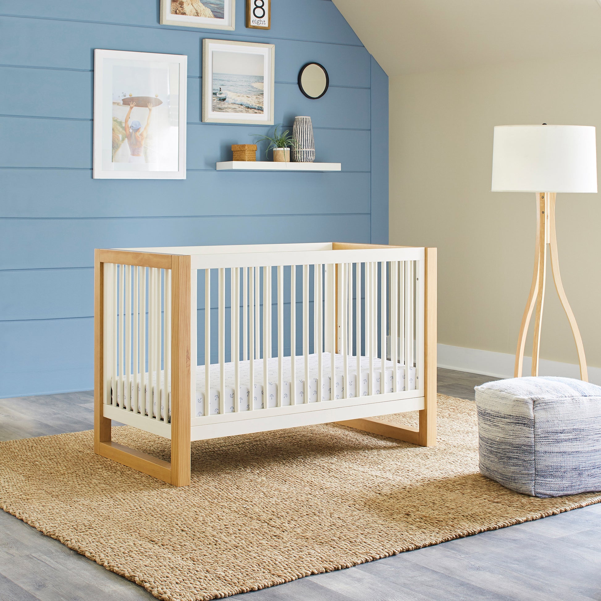 M23301RWHY,Nantucket 3-in-1 Convertible Crib w/Toddler Bed Conversion Kit in Warm White/Honey