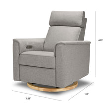 B17186PGEWLB,Willa Power Glider Recliner w/ adj. headrest & USB in Performance Grey Eco-Weave w/Light Wood Base