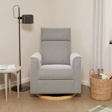 B17186PGEWLB,Willa Power Glider Recliner w/ adj. headrest & USB in Performance Grey Eco-Weave w/Light Wood Base