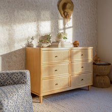 M23716HYHC,Marin with Cane 6 Drawer Assembled Dresser in Honey and Honey Cane