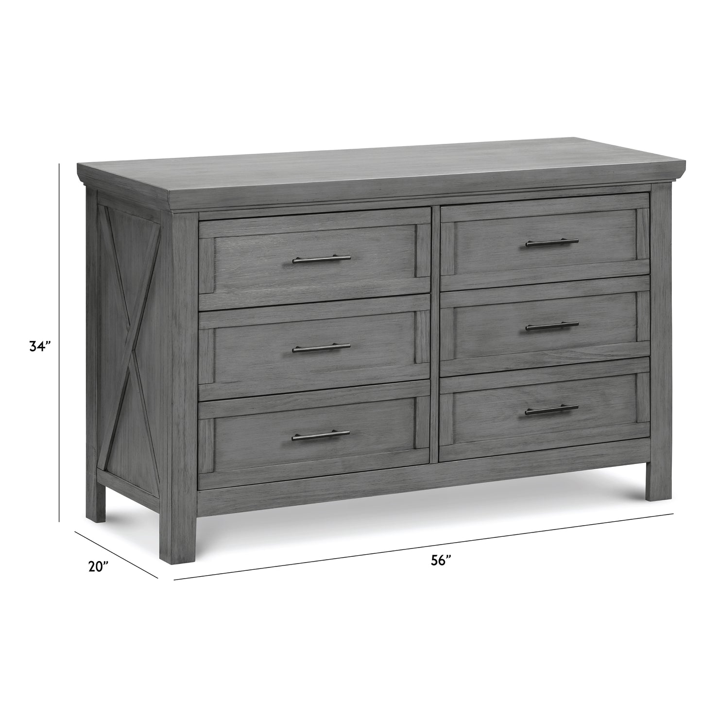 B14516WC,Emory Farmhouse 6-Drawer Dresser in Weathered Charcoal