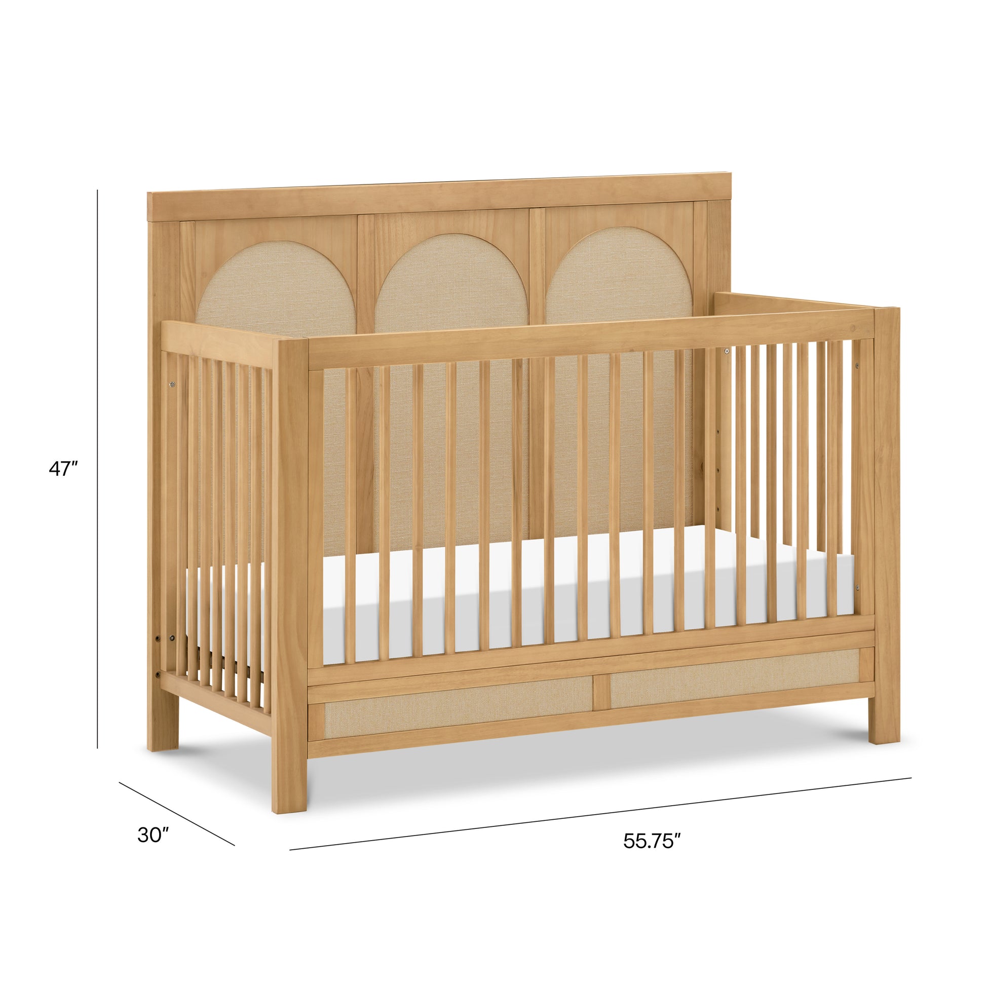 M24801HYPSEW,Eloise 4-in-1 Convertible Crib in Honey & Performance Sand Eco-Weave