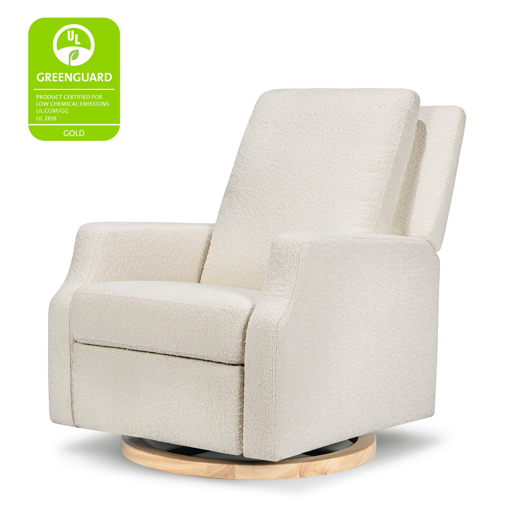 M22287WBLB,Crewe Recliner and Swivel Glider in Ivory Boucle w/Light Wood Base