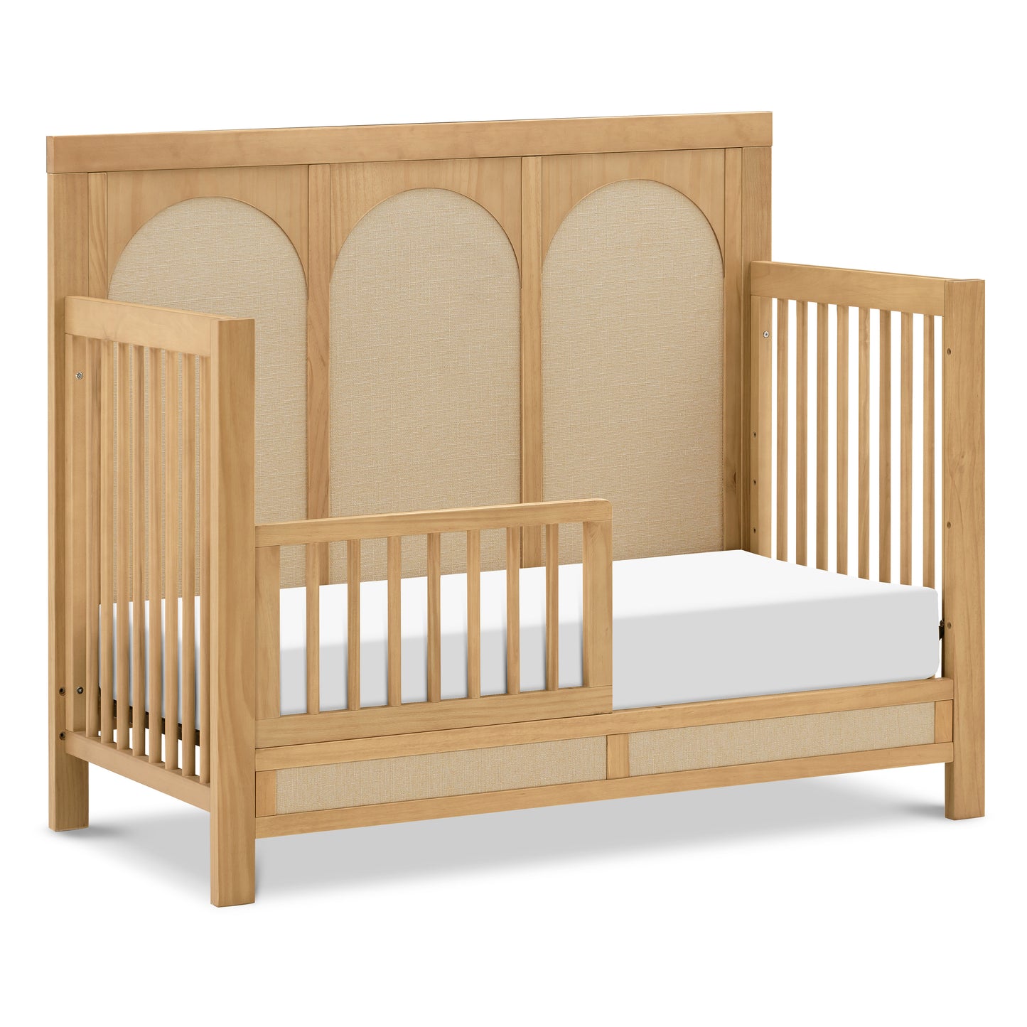 M24801HYPSEW,Eloise 4-in-1 Convertible Crib in Honey & Performance Sand Eco-Weave